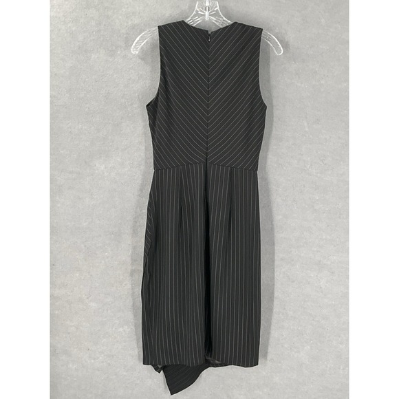 White House Black Market Dress Women 2 Asymmetric Sleeveless Pinstriped Career - Picture 2 of 14